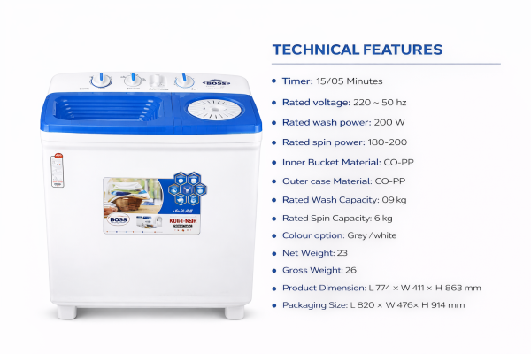 13a56fef-b73e-48bc-80e6-dd9fc970ff82 K.E-7500+BS White Washing Machine Twin Tub