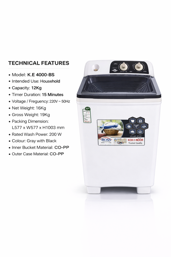 3ad80b80-2ced-43ba-9f19-70fecda8f130 K.E 4000-BS-Gray Single Washing Machine