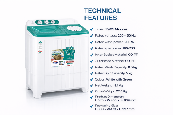 39a4c1ab-b589-4c19-8798-2e2b7358558d KE 9500-BS-Green Platinum Series Twin Tub Washing Machine