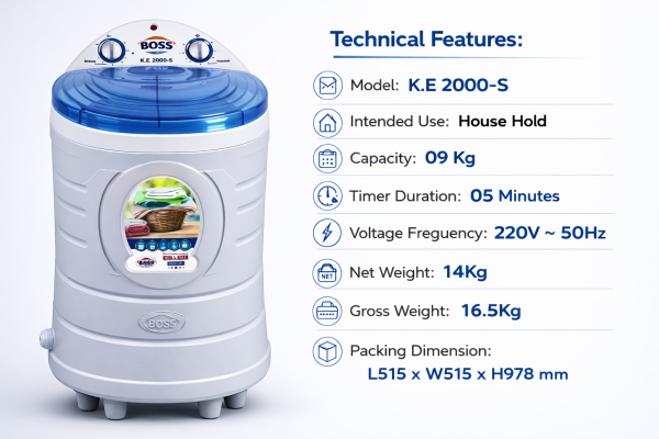 520248c7-ad19-4322-a720-f8ae0a9b1a19 KE-2000-S Blue Round Shape Spin Dryer