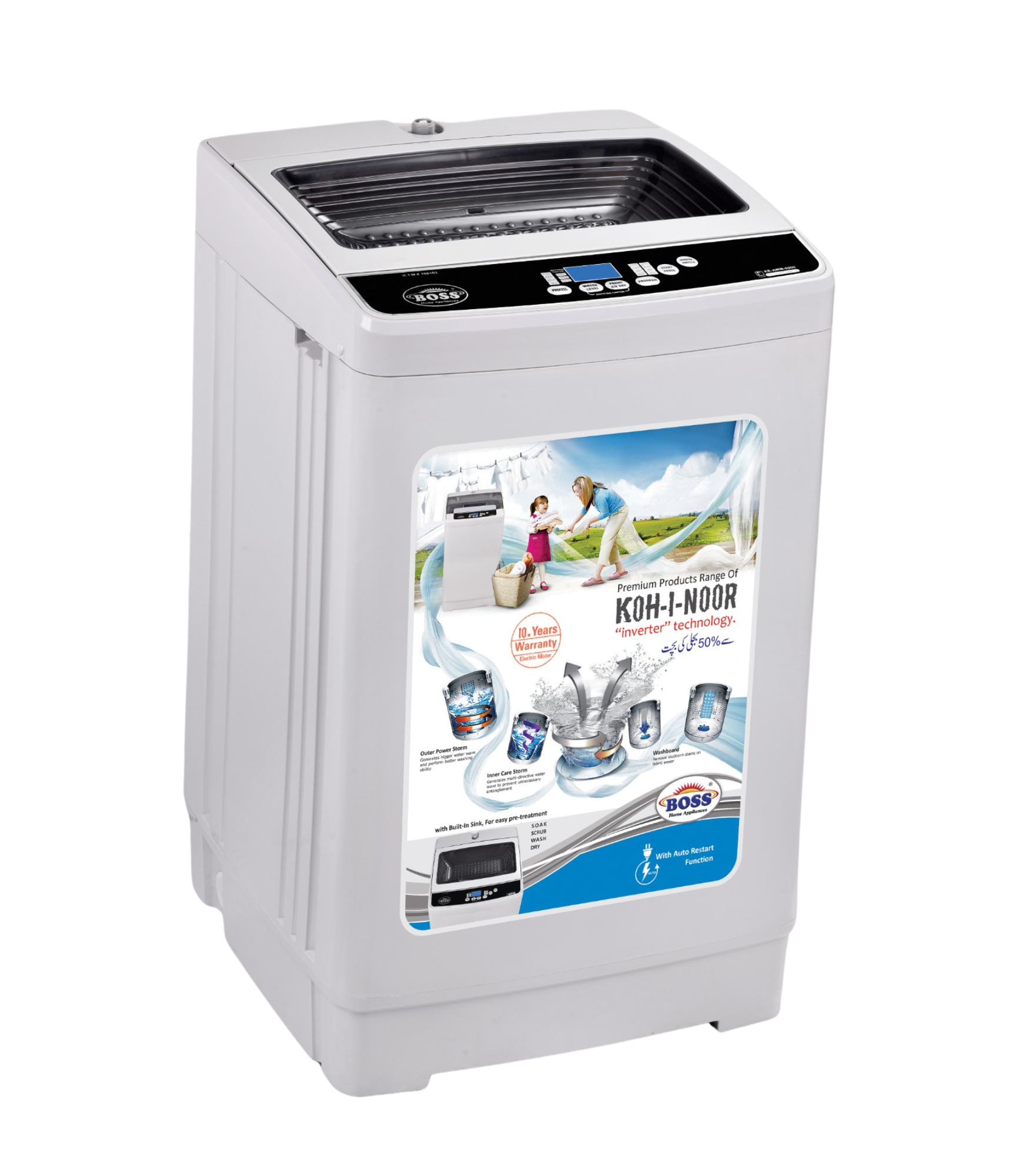 Automatic Washing Machine KE-AWM-9200 Classic Black Gray Dumping Door BS (10-Kgs) - Image 3